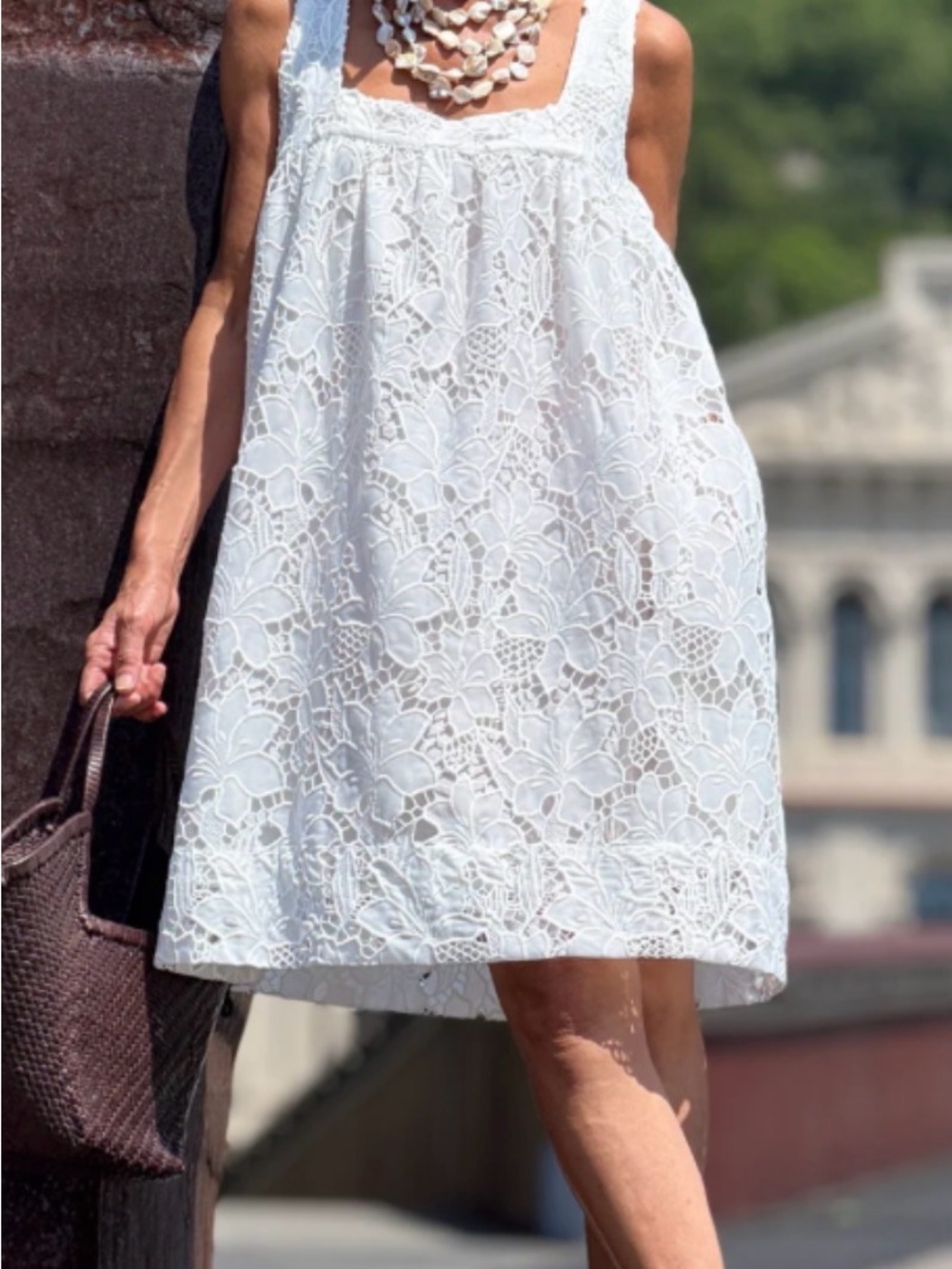 White Lace Sleeveless Sundress - Elegant Summer Dress